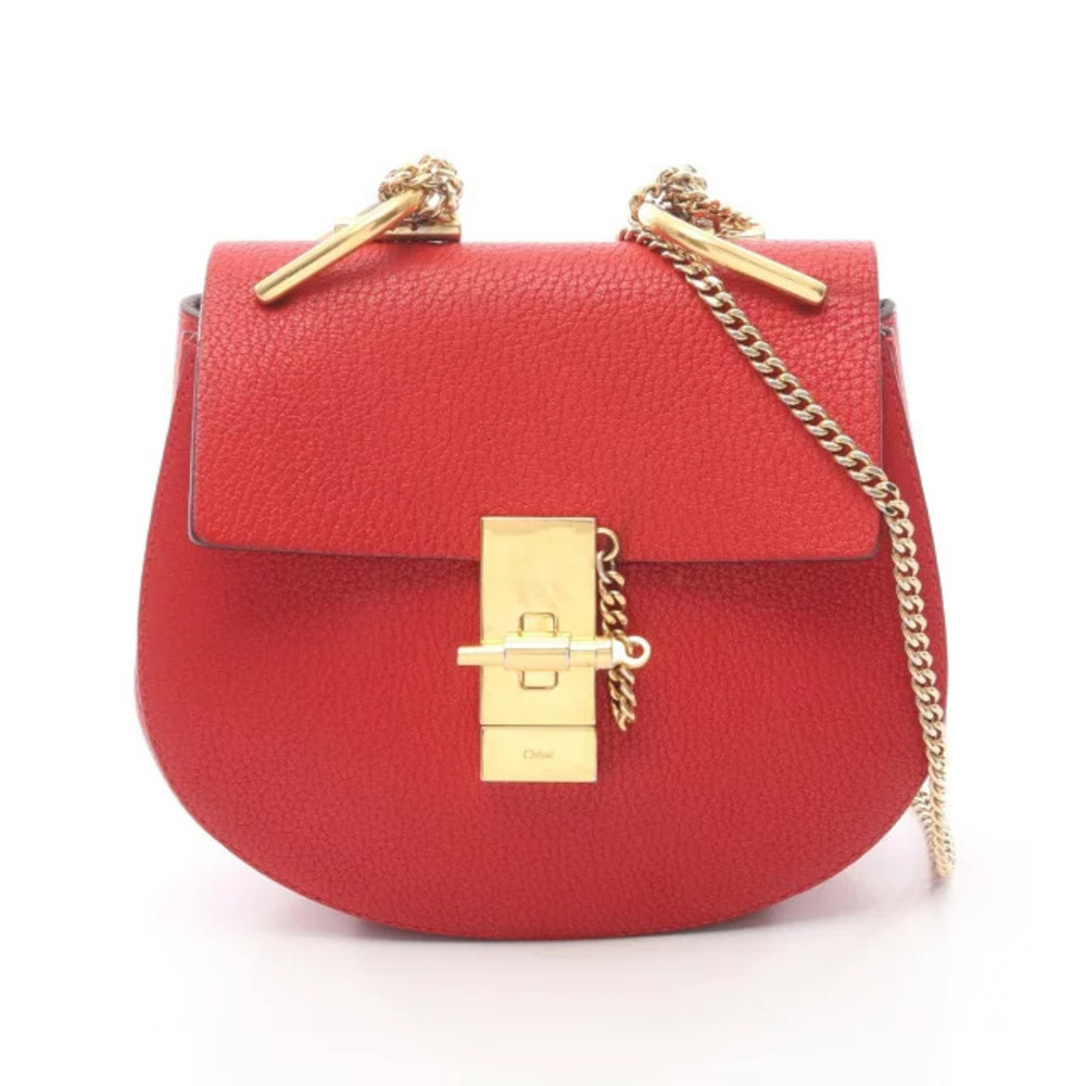 Chloe Drew Shoulder Bag Leather Red